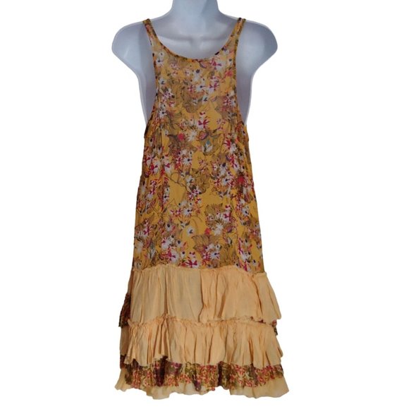 Free People One Yellow/Red/Green Sleeveless Tiered Ruffle Dress XS - Picture 2 of 16